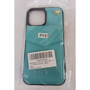 Cell Phone Case MZELQ for iPhone 13 Pro 6.7" Display Blue w Lanyard NEW Sealed
